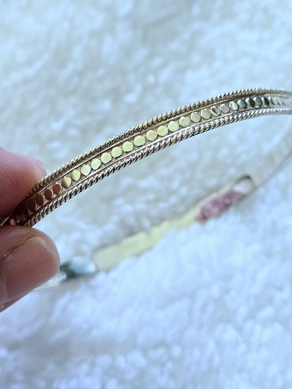 Anna Beck Thin Bangle Bracelet - Silver🤍 With Gold💛 Dots••• - Picture 11 of 16